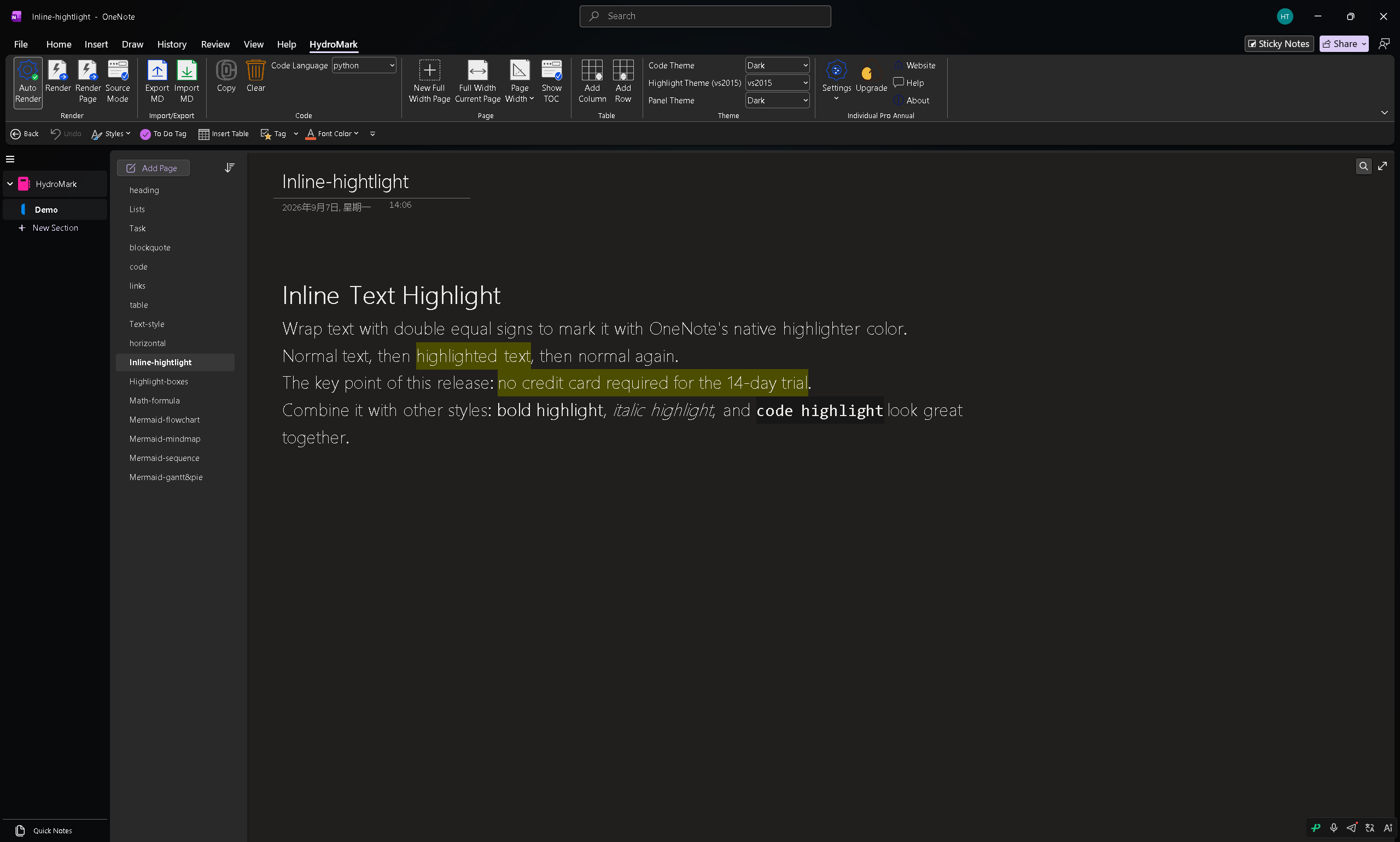 Inline highlight demo