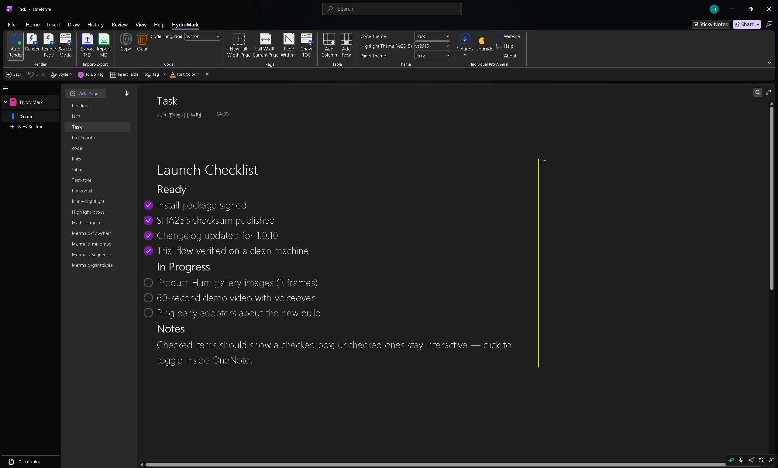 Task list demo